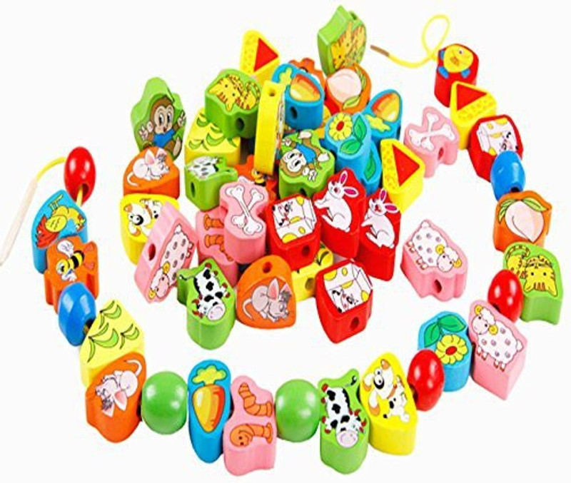 xiaopingshop Animal Cognition,Shape Cognition Type,Children'S Educational Toys Wooden Beads Is To Develop Children'S Intelligence Toys(Multicolor)