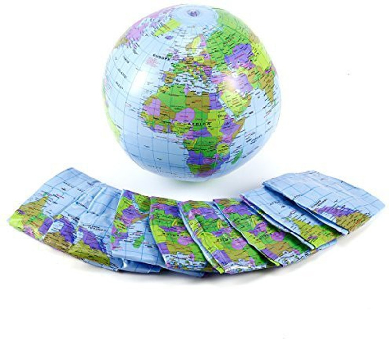 surepromise 10X Inflatable World Earth Globe Atlas Map Beach Ball Geography Education Toy(Multicolor)