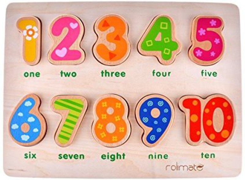 rolimate 10 Numbers Preschool Early Educational Development Wooden Puzzles, Best Birthday Gift Toy For Age 1 2 3 Child Kids Toddlers Baby(Multicolor)