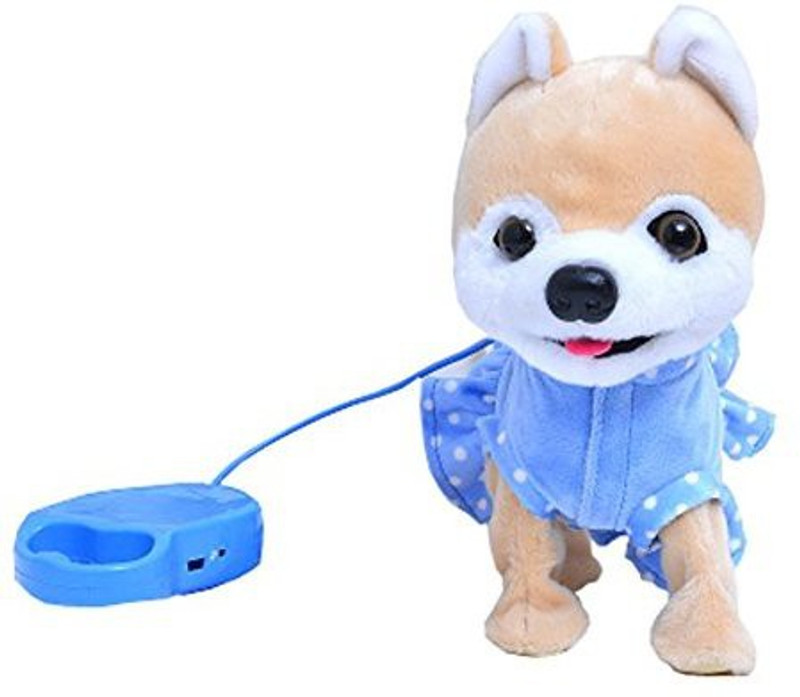 sofasion Electric Toy Dog Pomeranian Child Simulation Plush Toy Dog Walk Singing Remote Control Intelligent Dog(Multicolor)