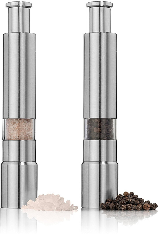 hpk HPK SALT SPICE & PEPPER GRINDER MILLS 2 Steel Traditional Pepper Mill(Silver, Pack of 2)