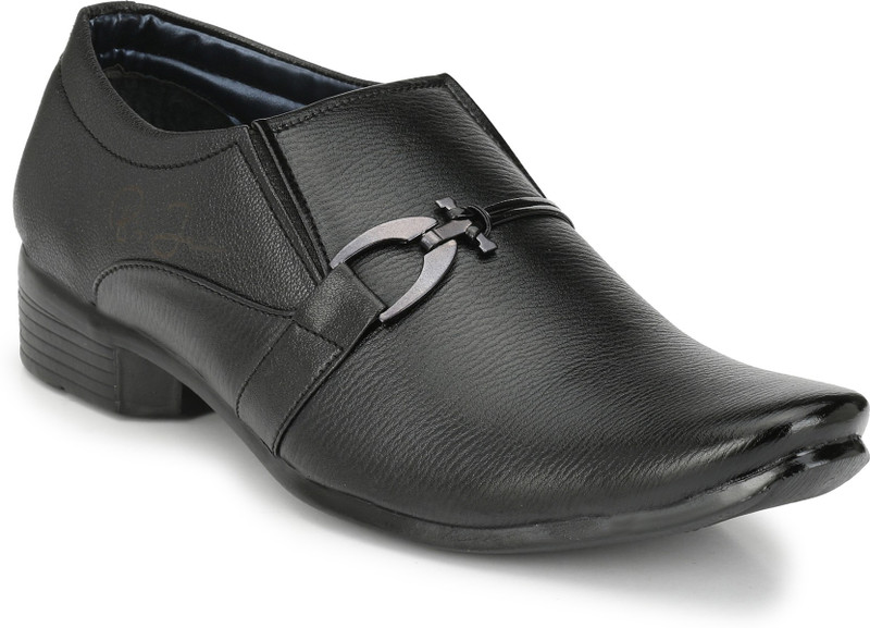 Big Junior Black Formal Shoes Slip On For Men(Black)