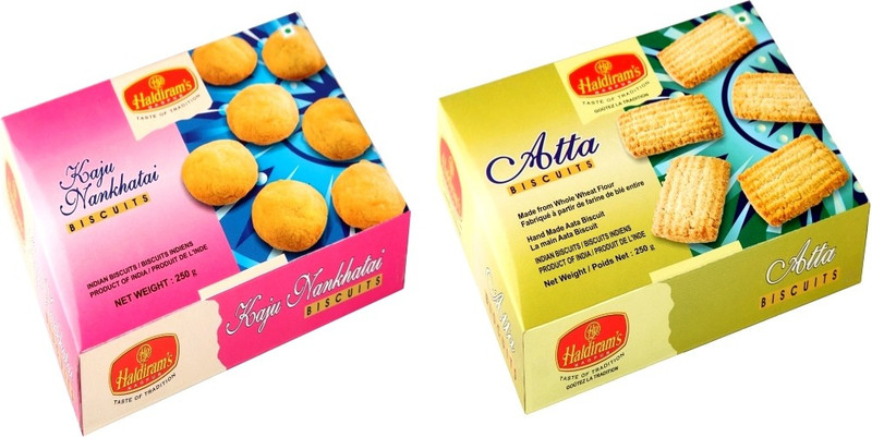 Haldiram's Kaju Nankhatai and Atta Biscuites (Combo Pack)(500 g, Pack of 2)