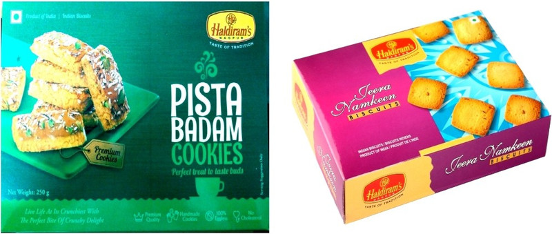 Haldiram's Pista Badam and Jeera Namkeen Biscuits (Combo Pack)(500 g, Pack of 2)
