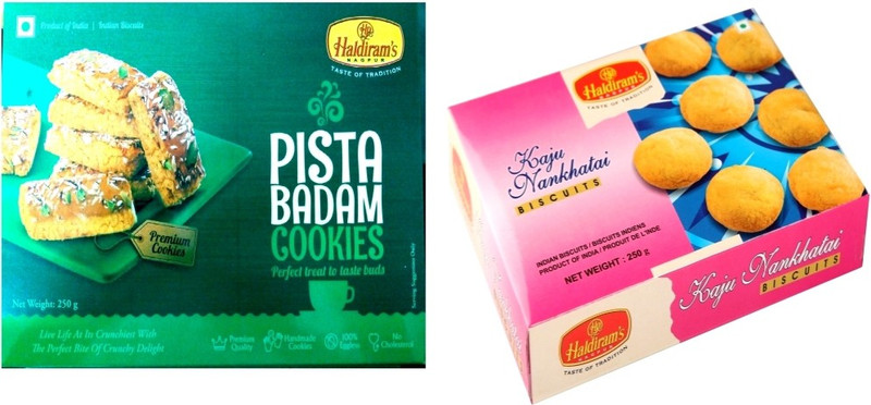 Haldiram's Pista Badam and Kaju Nankhatai Biscuits (Combo Pack)(500 g, Pack of 2)