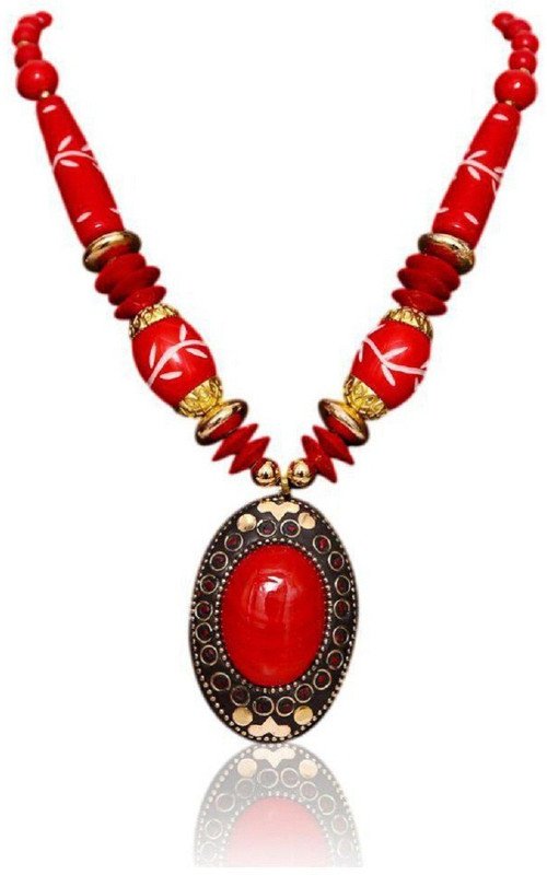 renaissance traders Red Pearl Mala Pearl Shell Necklace Set