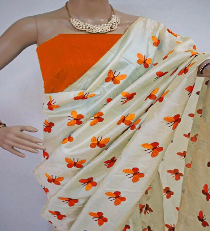 glamory saree Embroidered Bollywood Cotton Silk Saree(Multicolor)