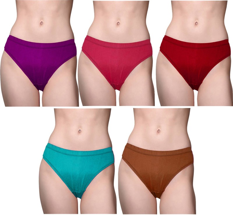 roman Women Hipster Light Blue, Red, Brown, Pink Panty(Pack of 5)