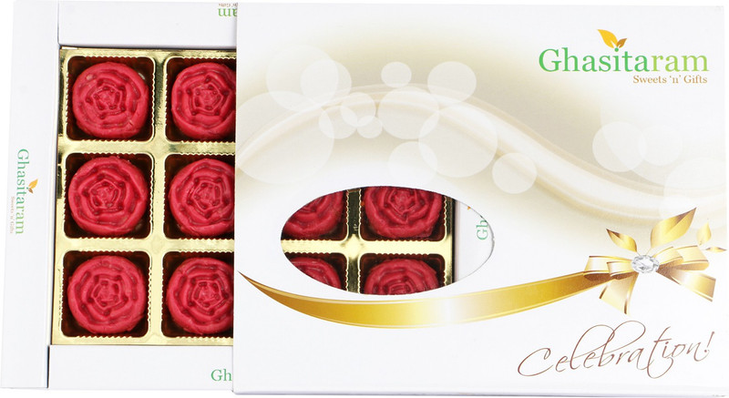 Ghasitaram Gifts Strawberry Sugarfree Roses 12 pcs White Box Box(350 g)