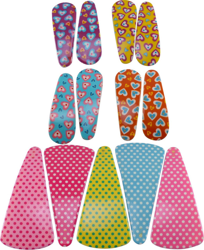 Saamarth Impex Multicolor Printed Hair Snap Clip Dotted Flower Theme Small & Big Size Hair Clip Set Of 13 Hair Clip(Multicolor)