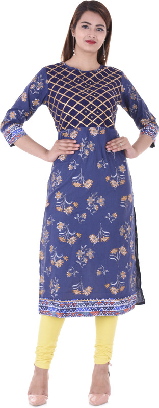 kanchan collections Casual Embroidered Women Kurti(Blue)