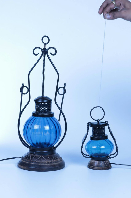 all crafts art table lamp Night Lamp(12 cm, Blue)