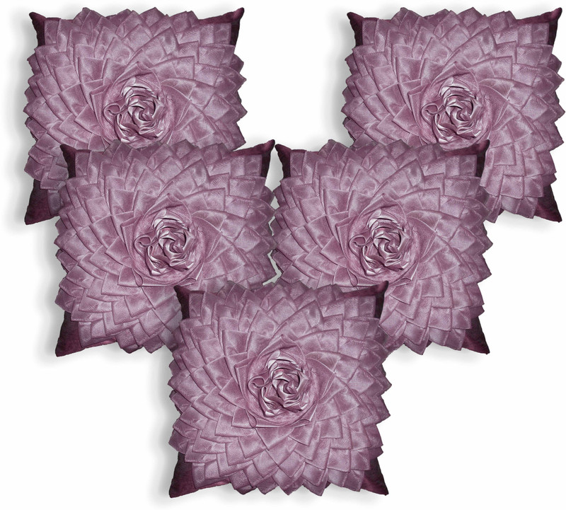 ks craft Floral Cushions Cover(Pack of 5, 40*40, Lavender)
