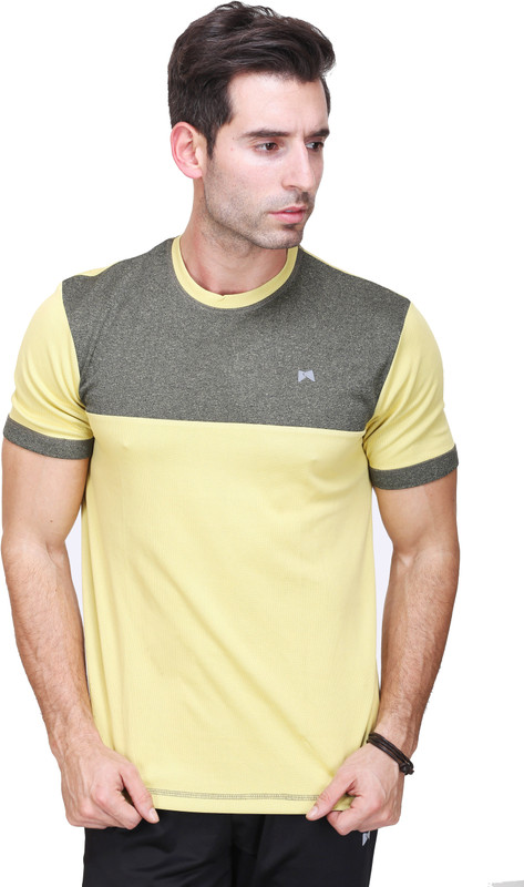 muscle torque Solid Men Round or Crew Yellow T-Shirt