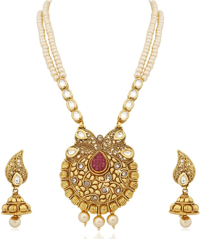Buy Reeva Fashion Jewellery Copper Jewel Set Gold Online at