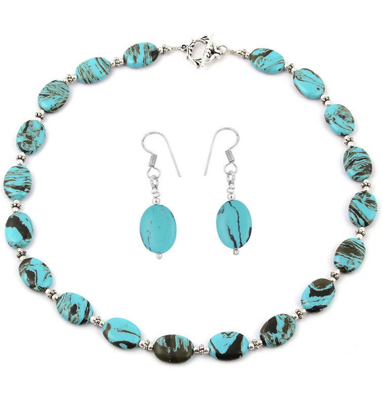 Pearlz Ocean Alloy Jewel Set(Turquoise, Brown)