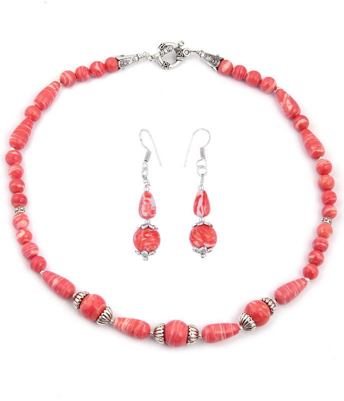 Pearlz Ocean Alloy Jewel Set(Orange, White)