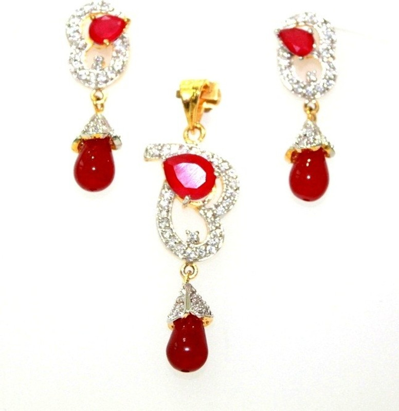 Signature Collection Jewelry Alloy Jewel Set(White, Red)