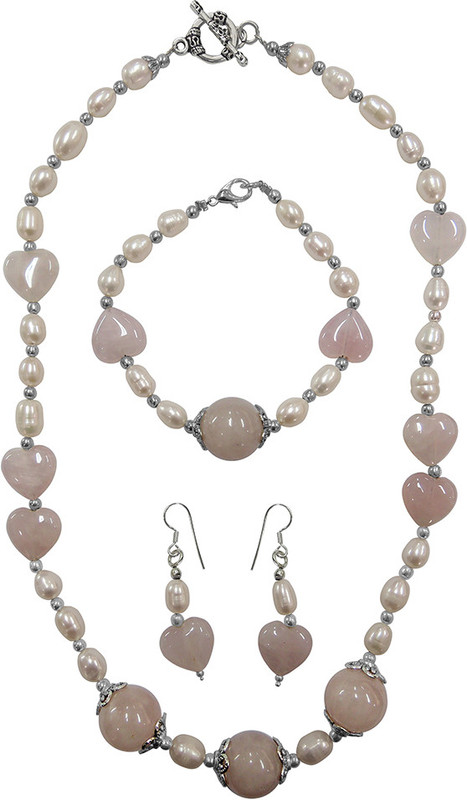 Pearlz Ocean Alloy Jewel Set(White, Pink)