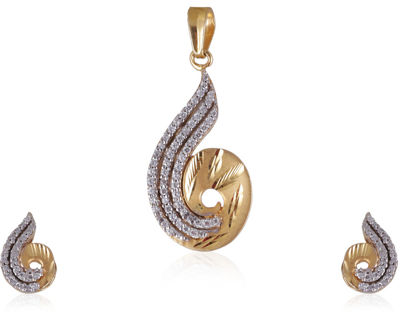 Jisha Yellow Gold Rhythm Of Love 18kt NA Earring & Pendant Set