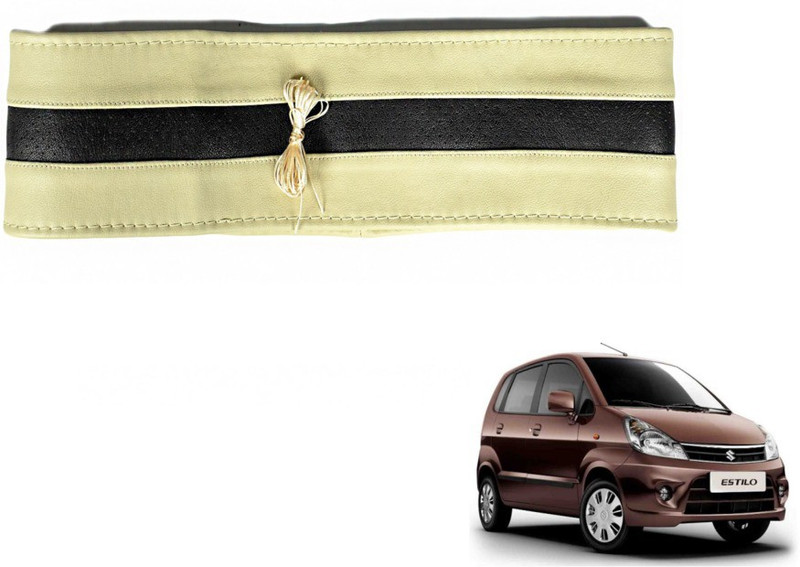 MOCKHE Hand Stiched Steering Cover For Maruti Zen Estilo(Beige, Black, Leatherite)