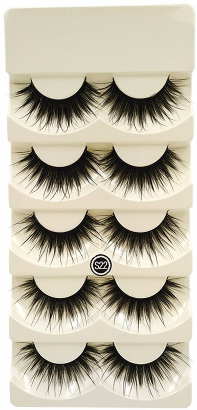sbe 5Pairs Long Black False Eyelashes Makeup Faux Non Magnet Extension Eyelashes(Pack of 5)