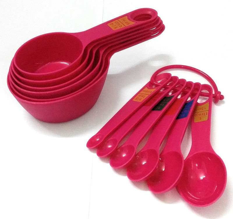 yangli 12pcs-cups-spoon-pink Measuring Cup Set(250 ml, 188 ml, 167 ml, 125 ml, 85 ml, 60 ml, 15 ml, 7.4 ml, 5 ml, 2.5 ml, 1.25 ml, 0.66 ml)