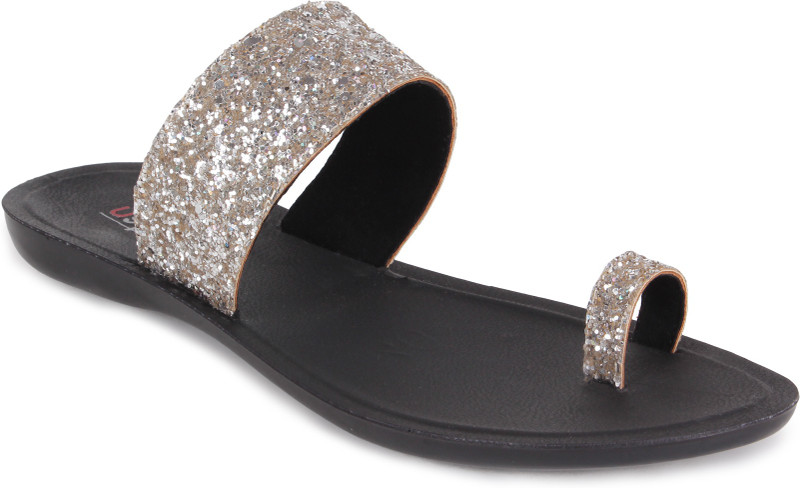 ustep Women Silver, Black Flats