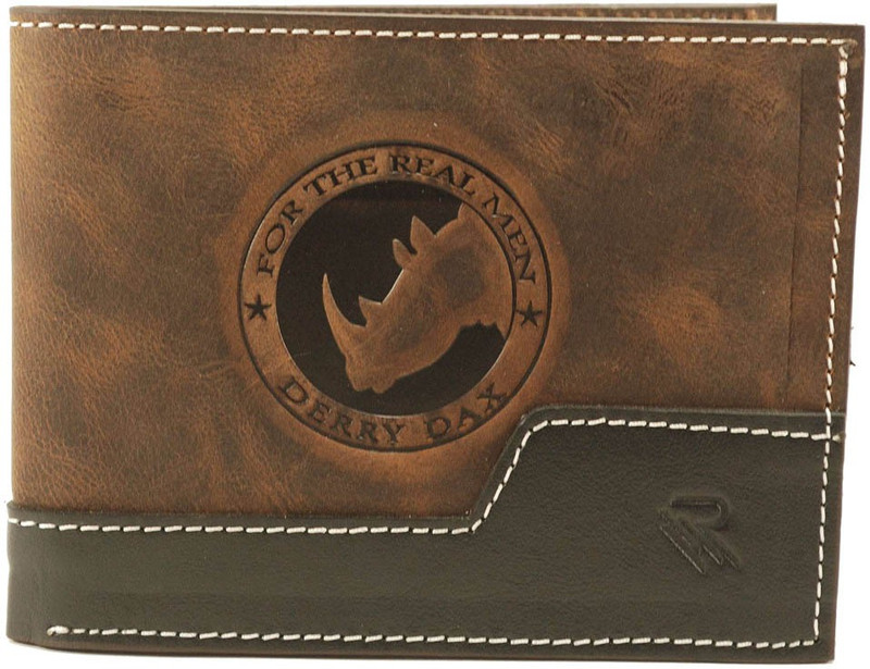 the rhino Men Casual Brown Genuine Leather Wallet(6 Card Slots)