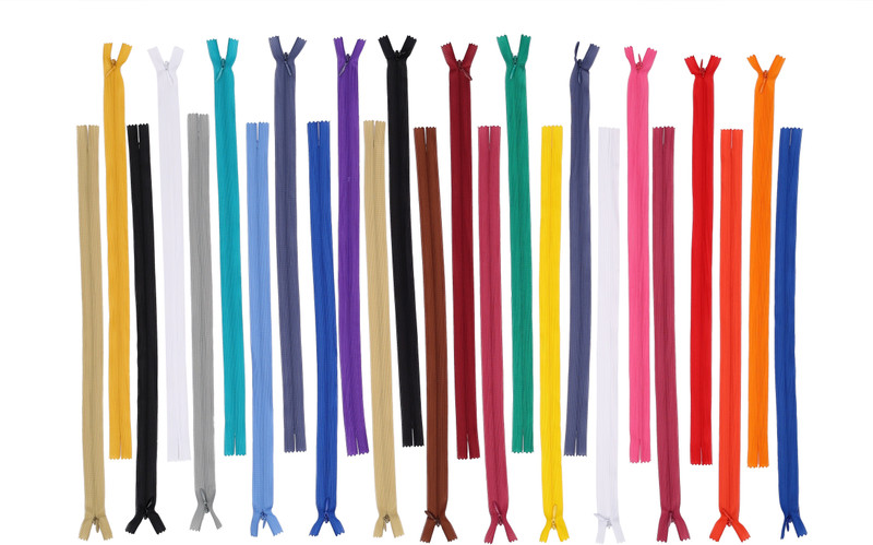 madura coats ltd Premium 16 inch (40 cm) Invisible Zipper with Knit Tape ,Set Of Multicolored 25 zips Used In Pants ,Children Frocks ,Plazos ,Dresses, Ladies Suits Etc Multicolor Synthetic Invisible Zipper