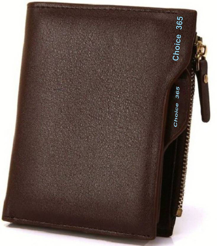 choice365 Boys Casual Brown Genuine Leather, Denim Wallet(16 Card Slots)