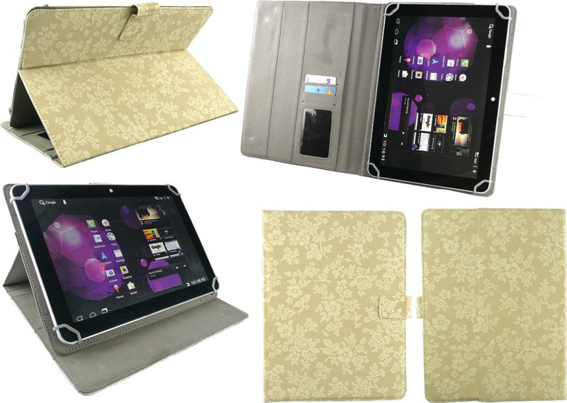 Emartbuy Wallet Case Cover for Jepssen Pan 10 Maximo(Beige Vintage Floral, Charging Case)