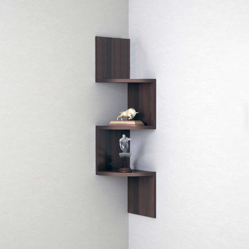 sunshine wood Decor your home with Zigzag Corner Wall Mount Shelf MDF (Medium Density Fiber) Wall Shelf(Number of Shelves - 3, Brown)