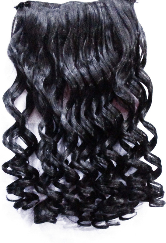 wigowig Natural Curly Black  Human hair like feel(Washable & Heat Resistant hair) Hair Extension