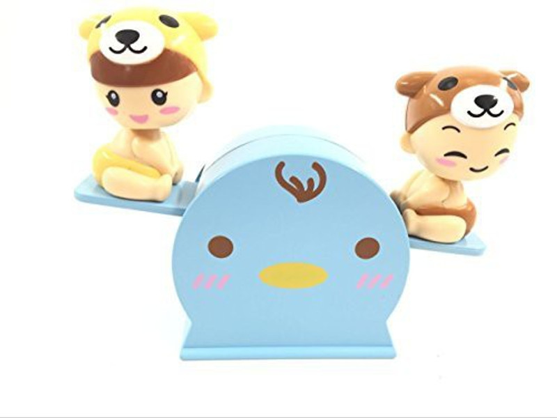 shopinmall Solar Motion Car Decoration Solar Powered Dancing Doll Seesaw Blue(Multicolor)