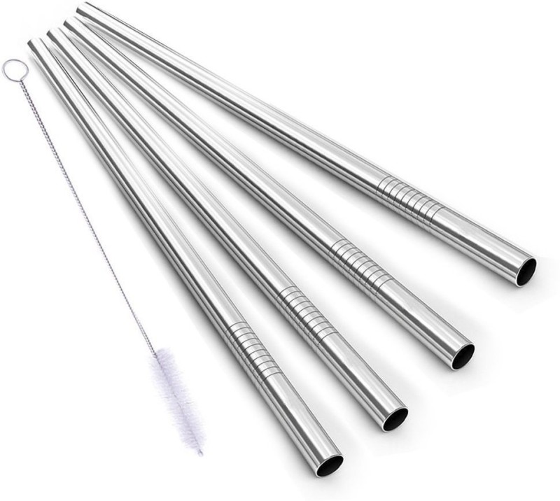 i-gadgets Straight Drinking Straw(Silver, Pack of 4)
