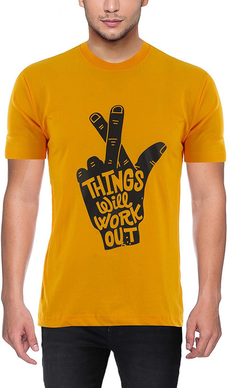 sluggers Printed Men Round or Crew Yellow T-Shirt