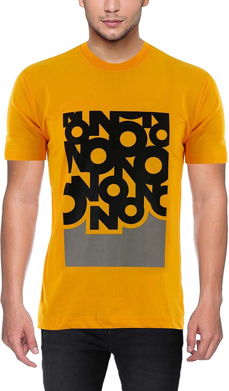 sluggers Printed Men Round or Crew Yellow T-Shirt