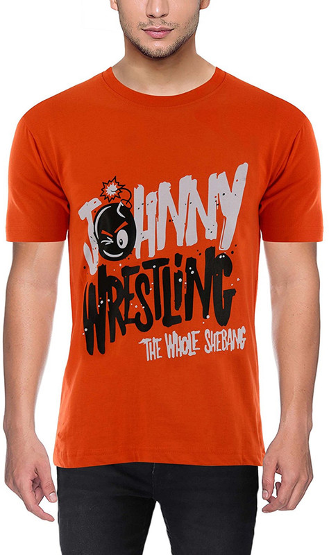 sluggers Printed Men Round or Crew Orange T-Shirt