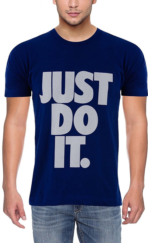 sluggers Printed Men Round or Crew Blue T-Shirt