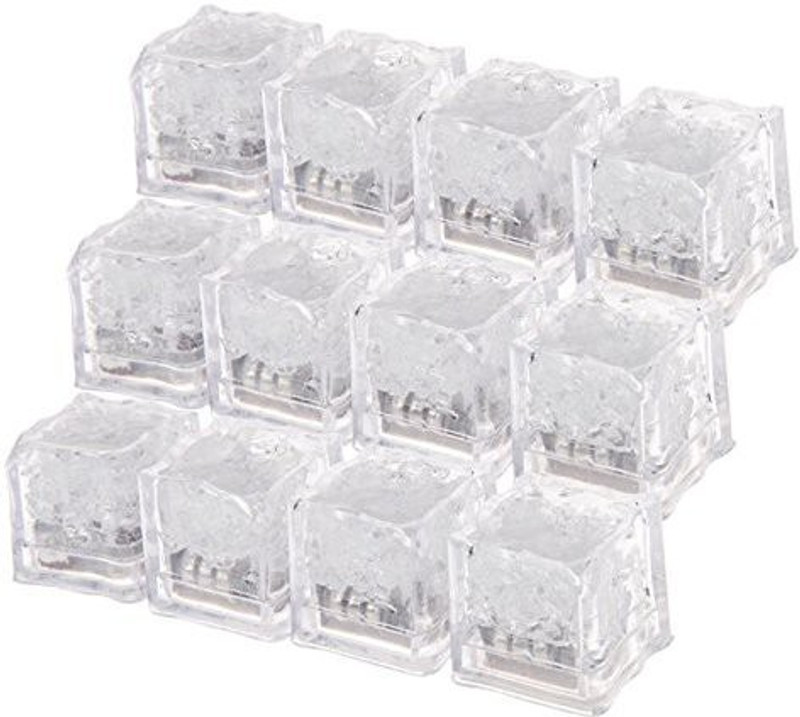 Shrih Set of 12 pcs 7 Color Changing LED Ice Cubes for Party Built In Wine Cooler(Clear, 1 Bottles)