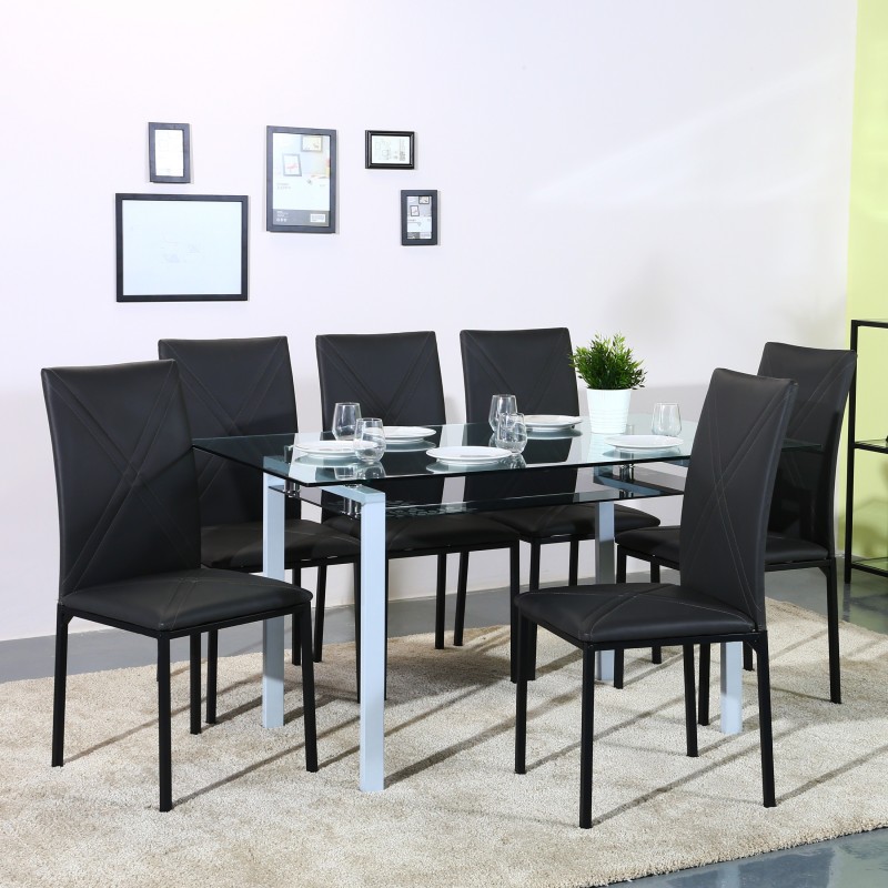 Flipkart Perfect Homes Luzon Metal 6 Seater Dining Set(Finish Color - Black)