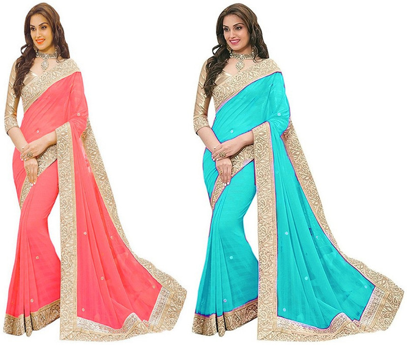 krizler Embellished Fashion Poly Georgette Saree(Multicolor)