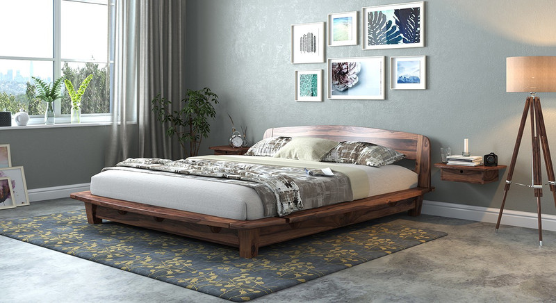 Urban Ladder Sheesham Wood Solid Wood Queen Bed(Finish Color -  Teak)