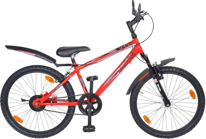 Atlas Might Front Suspention Bike For Teens Red&Balck 24 T Single Speed Mountain/Hardtail Cycle(Red)