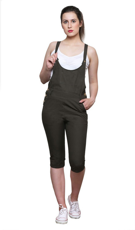 Trendsnu Women Dark Green Dungaree