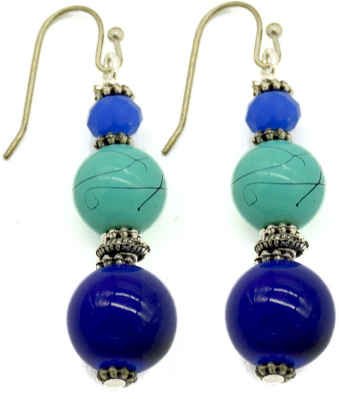masterpiececrafts Triple Stone Long Earrings Brass, Stone Drops & Danglers