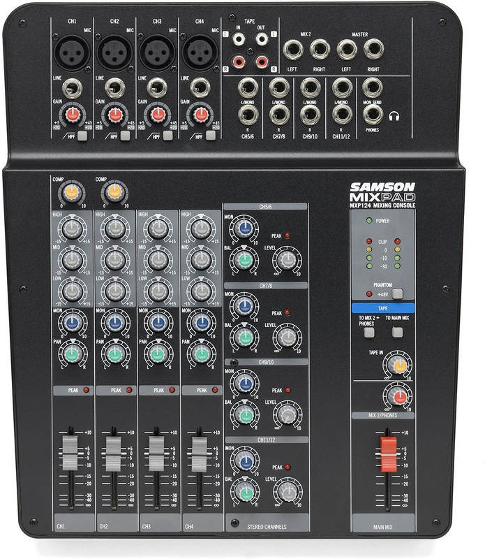 Samson MixPad® MXP124 - Compact, 12-Input Analog Stereo Mixer Analog Sound Mixer