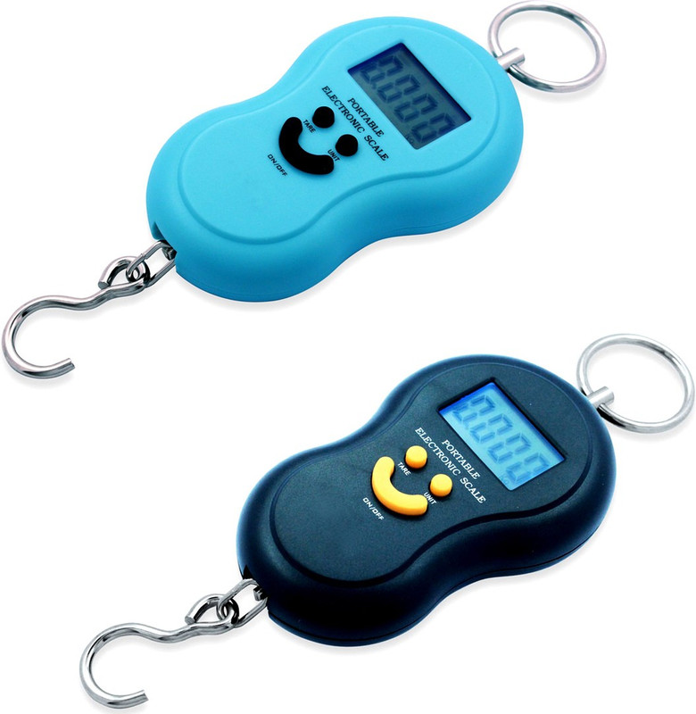 Xhaiden Black With Blue Digital Hanging Smiley Cylinder Luggage 50kg Weighing Scale(Black, Blue)