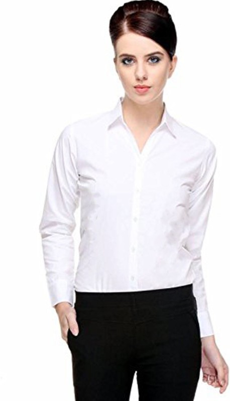 C.Cozami Women Solid Casual White Shirt